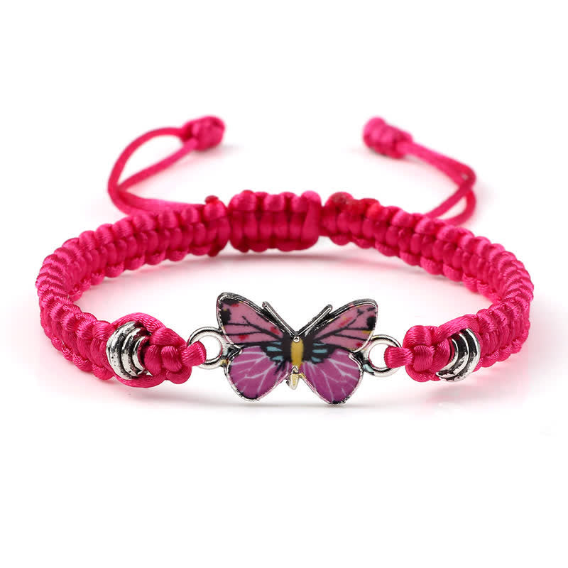 Buddha Stones Butterfly Freedom Love String Charm Bracelet - Rose Red-Pink Butterfly - image 32