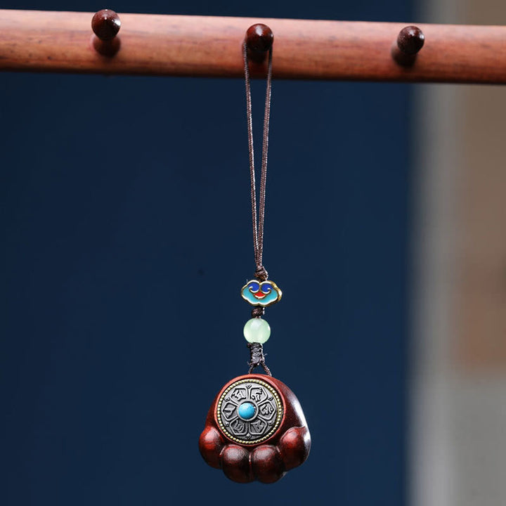 Buddha Stones Sandalwood Small Leaf Red Sandalwood Green Sandalwood Lucky Cat Paw Claw Om Mani Padme Hum Protection Phone Hanging Decoration - Small Leaf Red Sandalwood(Keep away evil spirits♥Protection) - image 3