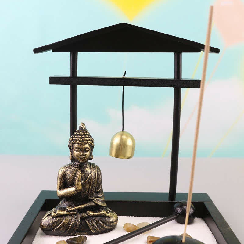Buddha Statue Rocks Meditation Peace Zen Garden Set Home Decoration - image 5
