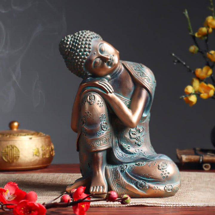 Tibetan Meditating Buddha Serenity Resin Statue Decoration - Bronze - image 0