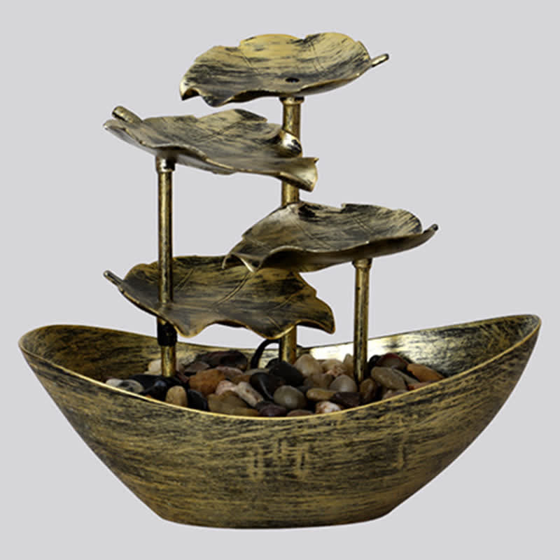 Buddha Stones Lotus Leaf Shaped Waterfall Fountain Tabletop Ornaments With LED Light Home Office Desktop Decoration - image 10