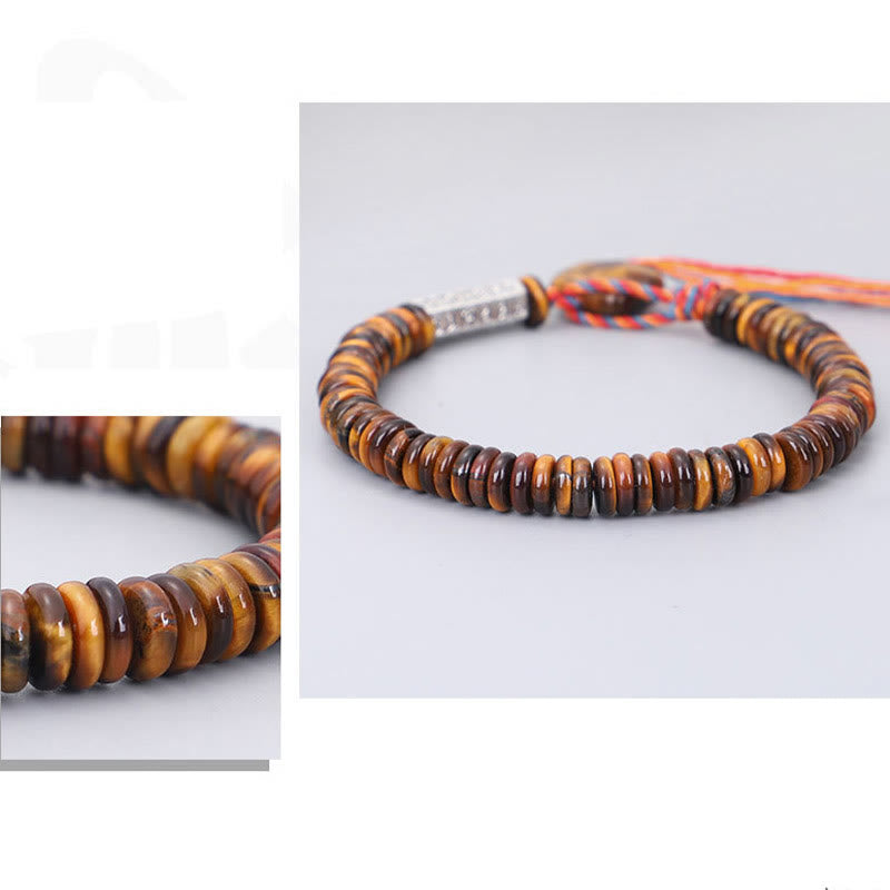 Tibetan Tiger Eye Om Mani Padme Hum Protection Power Bracelet