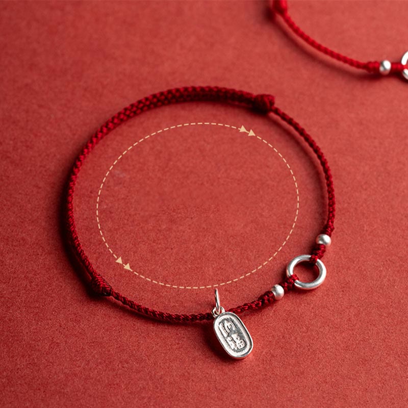 Buddha Stones 925 Sterling Silver Lucky Fortune Peace Joy Lotus Peace Buckle Red String Bracelet - image 6