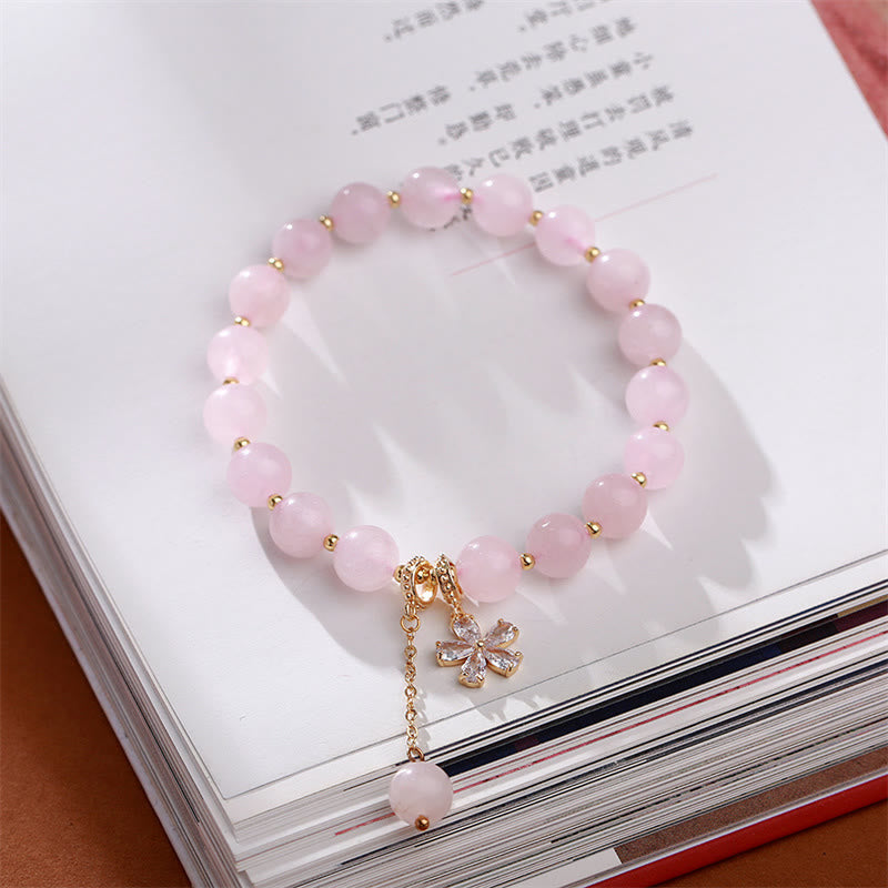 Natural Pink Crystal Plum Blossom Love Bracelet - image 1