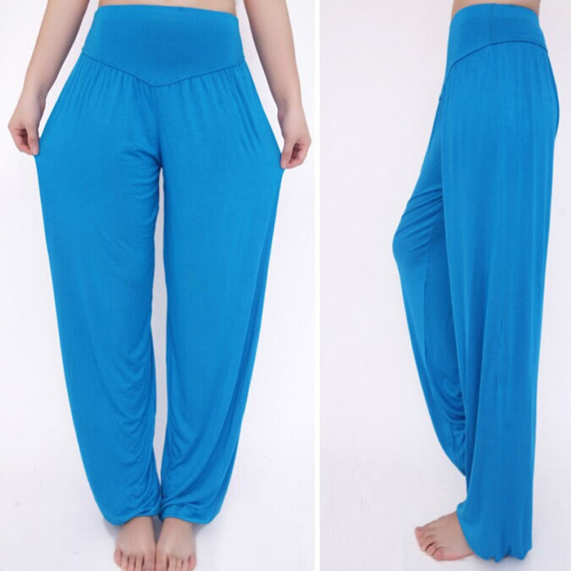 Buddha Stones Solid Color Modal Yoga Dance Long Harem Pants