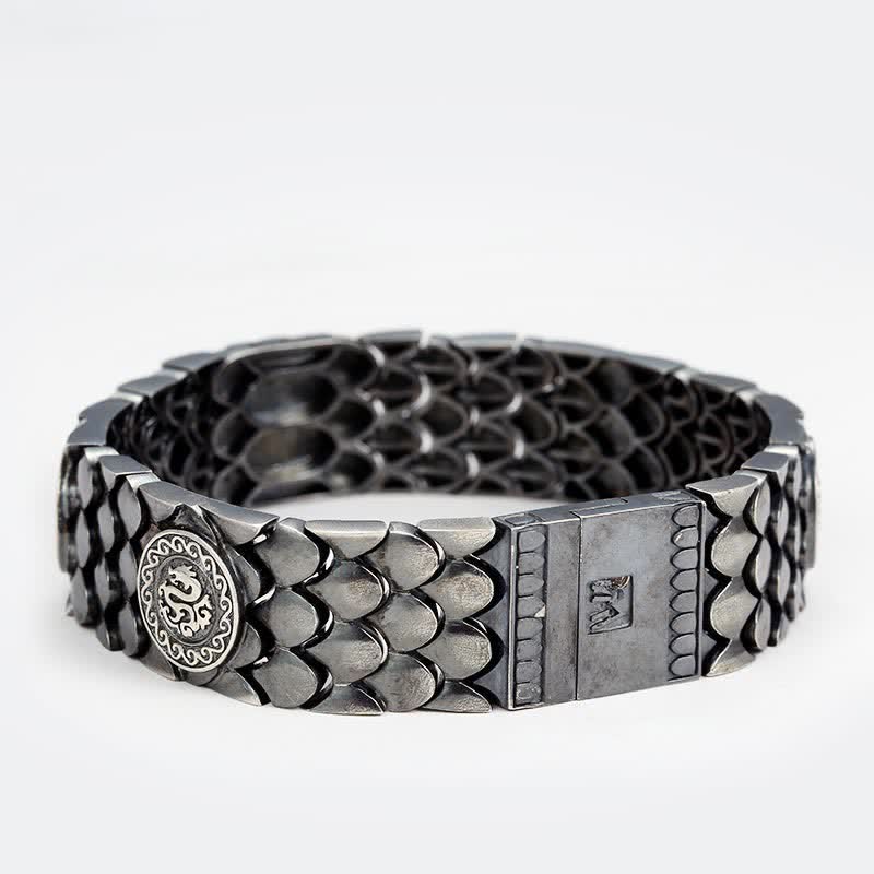 Buddha Stones 925 Sterling Silver Dragon Scales Luck Success Bracelet Bangle - image 2