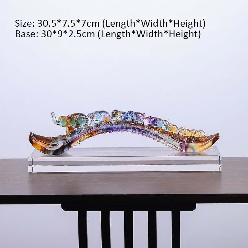 Handmade Liuli Crystal Ruyi Elephant Art Piece Home Decoration With Crystal Base - 30.5*7.5*7cm - image 6