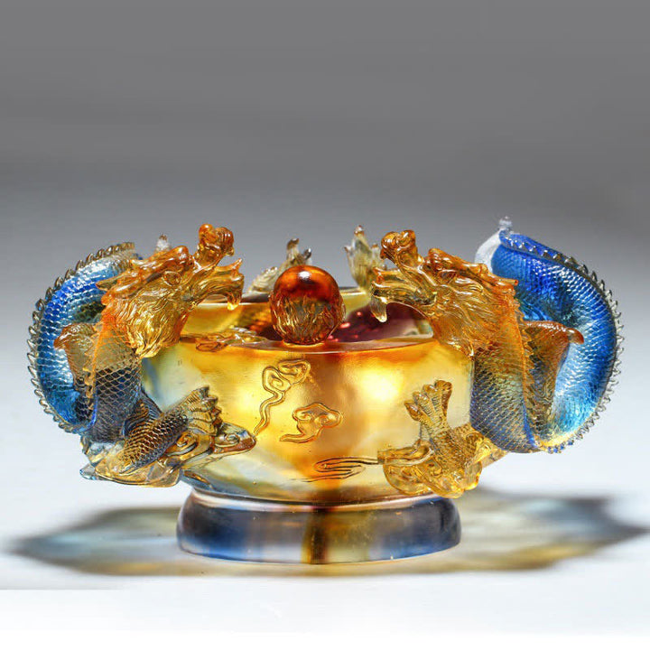 Buddha Stones Feng Shui Chinese Zodiac Dragon Handmade Liuli Crystal Art Piece Protection Home Office Decoration - image 0