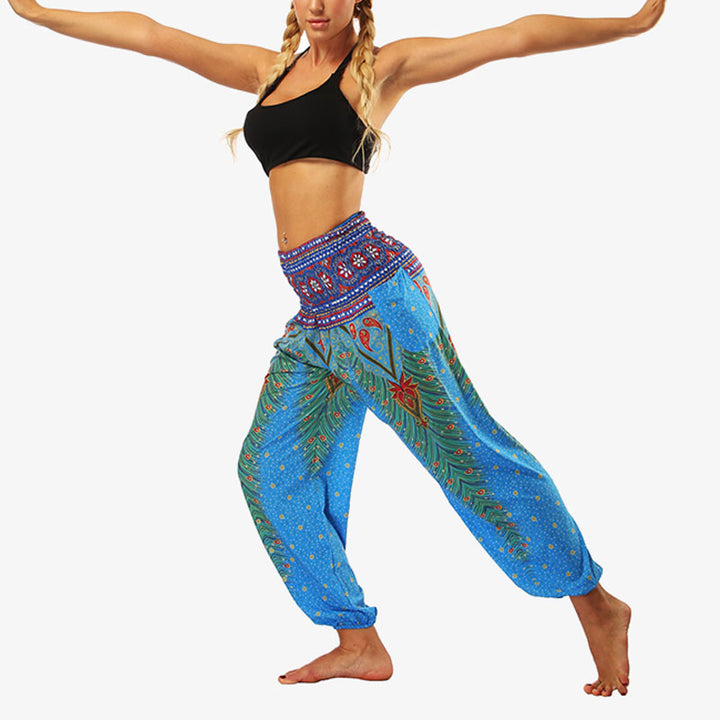 Buddha Stones Hippie Pants Baggy Boho High Waist Lounge Trousers with Pockets Women's Yoga Pants