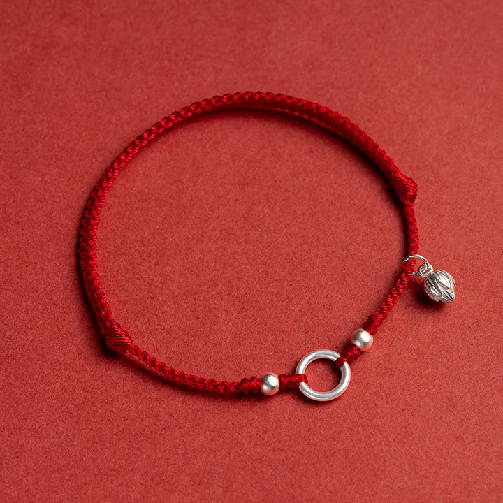 Buddha Stones 925 Sterling Silver Lucky Fortune Peace Joy Lotus Peace Buckle Red String Bracelet - Red(Wrist Circumference 15-18cm) - Lotus - image 20
