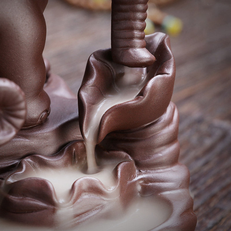 Tibetan Elephant Purple Clay Backflow Smoke Fountain Protection Incense Burner Decoration - image 6