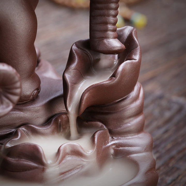 Tibetan Elephant Purple Clay Backflow Smoke Fountain Protection Incense Burner Decoration - image 6