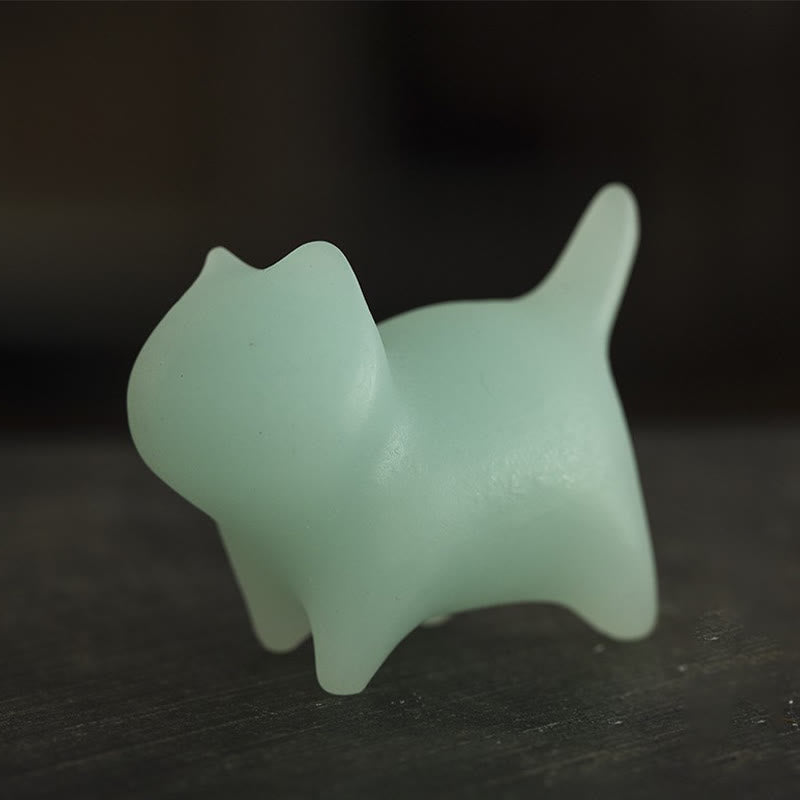 Buddha Stones 2Pcs Mini Cute Cat Glowstone Luminous Lucky Cat Energy Decoration - image 4