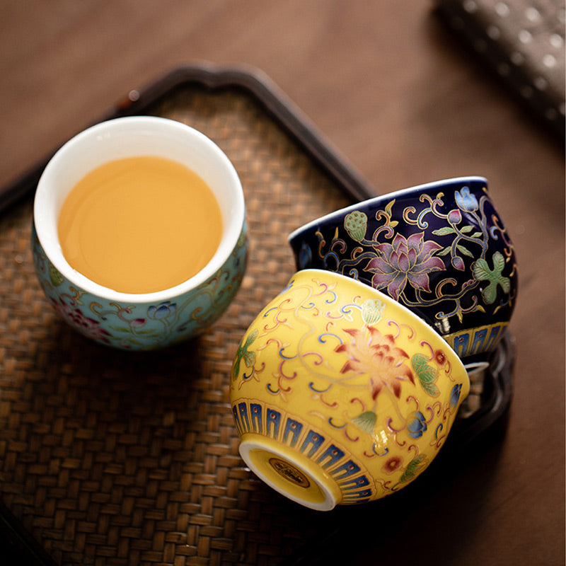 Buddha Stones Lotus Flower Pod Pattern Ceramic Teacup Kung Fu Tea Cup 80ml