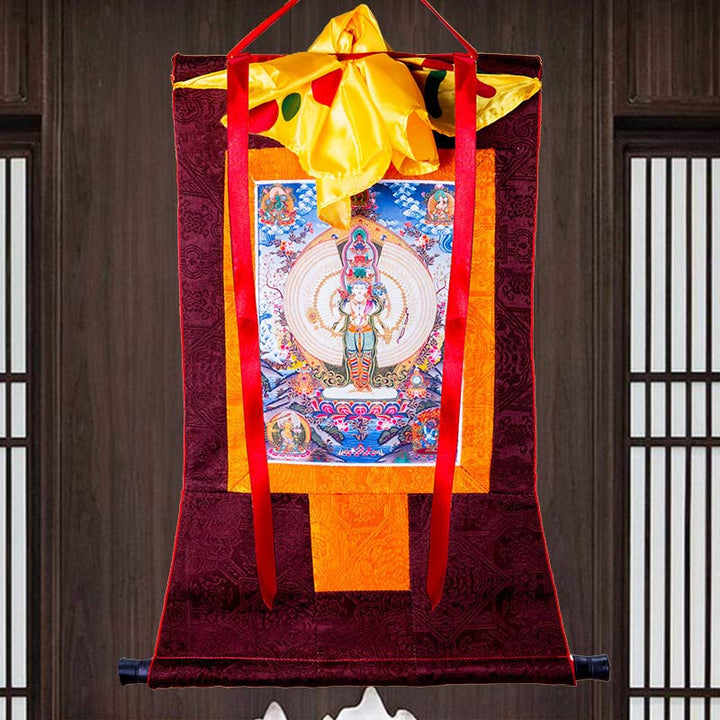 Tibetan Thousand-handed Avalokitesvara Framed Thangka Blessing Decoration - image 8