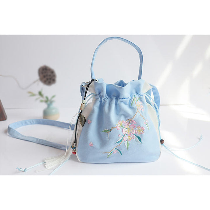 Buddha Stones Handmade Embroidered Flowers Canvas Tote Shoulder Bag Handbag - image 32
