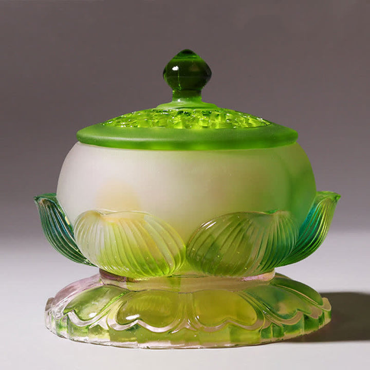 Feng Shui Lotus Handmade Liuli Crystal Art Piece Home Office Offering Decoration - image 16