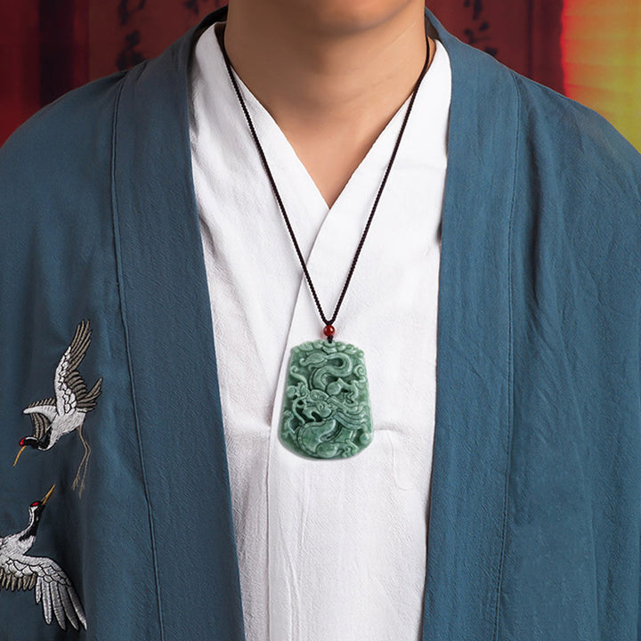 Buddha Stones Chinese Zodiac Dragon Jade Strength Necklace String Pendant - image 3