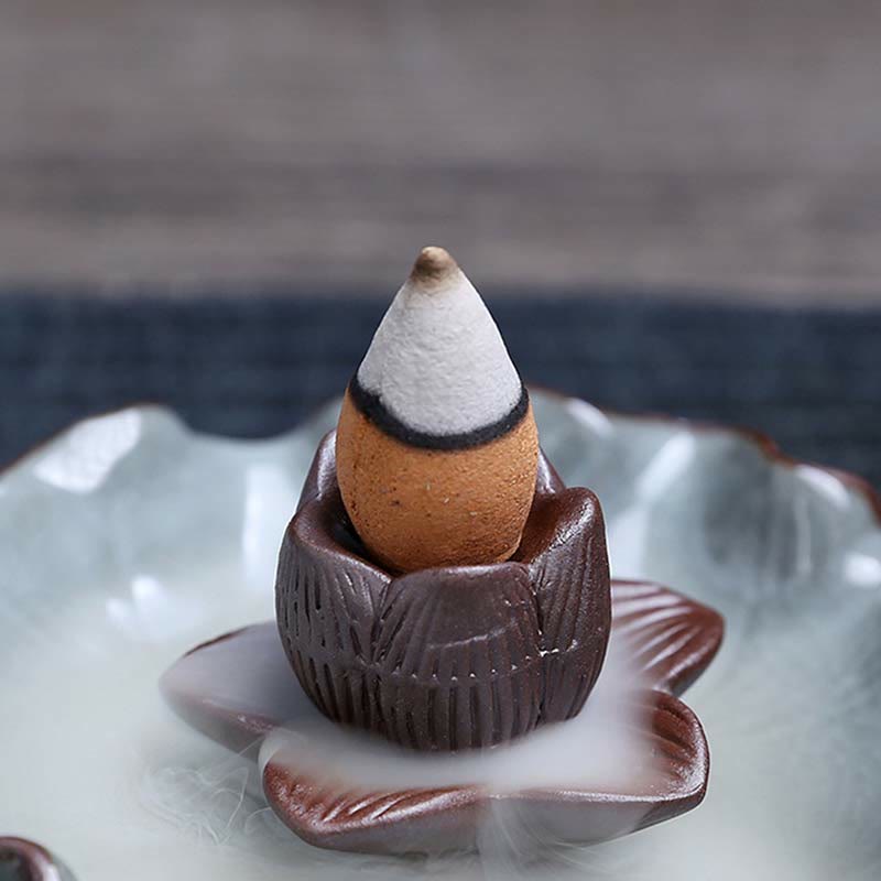 Lotus Plum Blossom Square Ceramic Spiritual Backflow Incense Burner - image 3