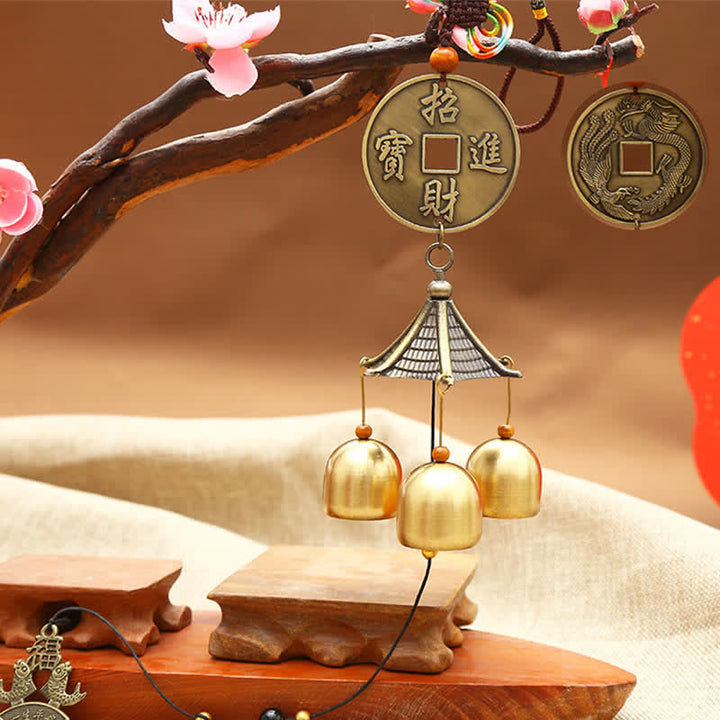 Feng Shui Copper Coin Koi Fish Bagua Kirin Wind Chime Bell Luck Wall Hanging Decoration - To Attract Wealth and Treasure - image 0