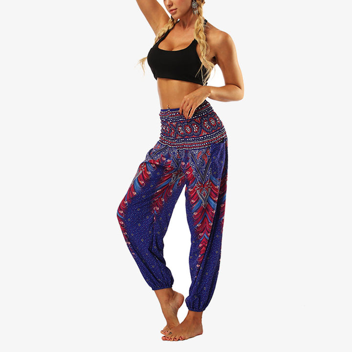 Buddha Stones Hippie Pants Baggy Boho High Waist Lounge Trousers with Pockets Women's Yoga Pants