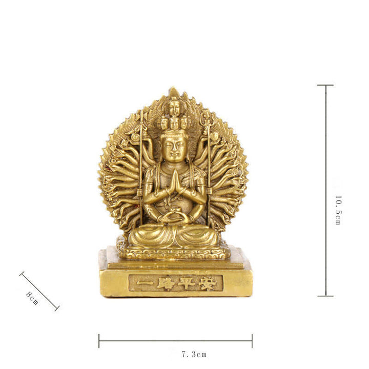 Chenrezig Thousand-handed Avalokitesvara Figurine Double-sided Kuan Yin Bodhisattva Protection Solid Copper Statue Decoration - image 9