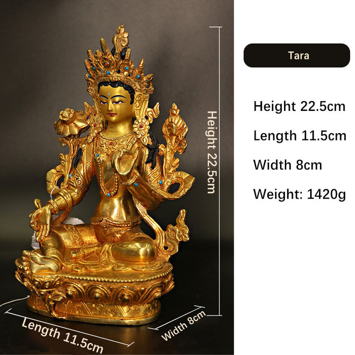 Bodhisattva Tara Chenrezig Four-armed Avalokitesvara Protection Copper Gold Plated Statue Decoration - BODHISATTVA TARA SYMBOL (Hope ♥ Calm) - image 2