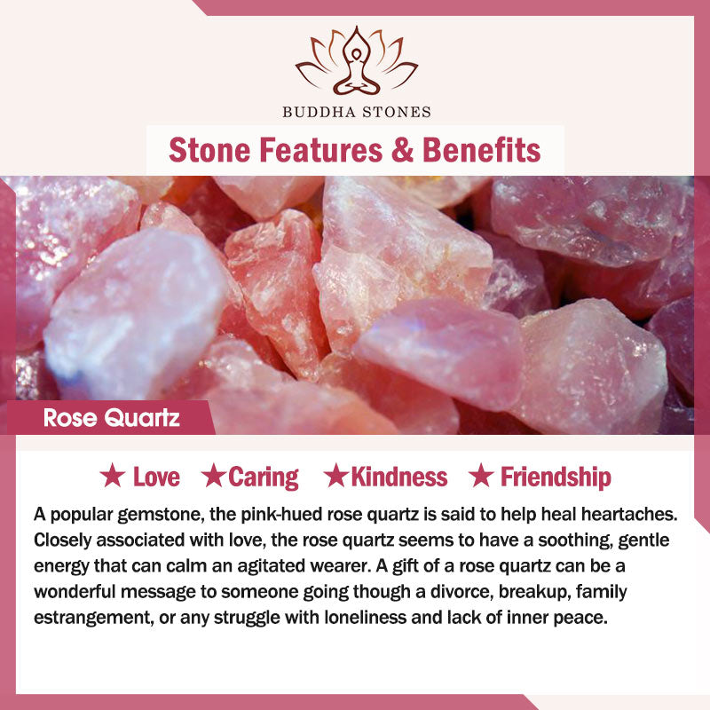 Buddha Stones Natural Rose Quartz & Amethyst Mala Bead Lotus Pendant Bracelet - image 9