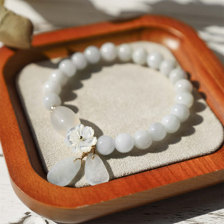 Buddha Stones "Hoping for Purity and Peace"Natural White Jade Bracelet Includes Gift Message Card - image 4