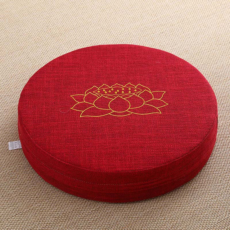 Lotus Embroidery Cotton Linen Meditation Seat Cushion - Soft - 40cm*10cm - FireBrick - image 22