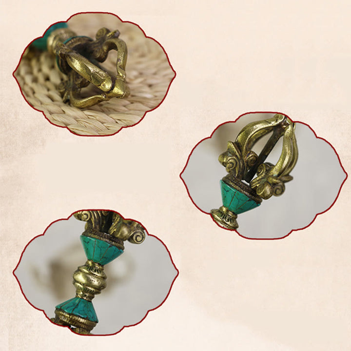 Buddha Stones Tibetan Five Prong Vajra Dorje Handcrafted Nepal Spiritual Power Copper Decoration - image 9