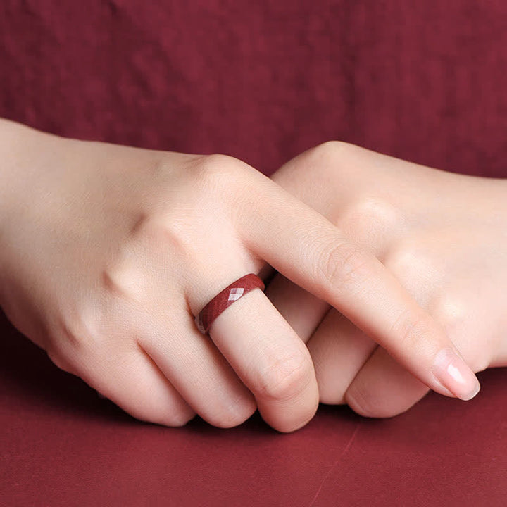 Buddha Stones Cinnabar Om Mani Padme Hum Auspicious Clouds Blessing Ring - image 4