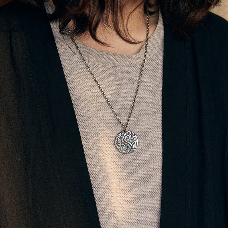 Buddha Stones 990 Sterling Silver Yin Yang Water and Fire Balance Necklace Pendant - image 8