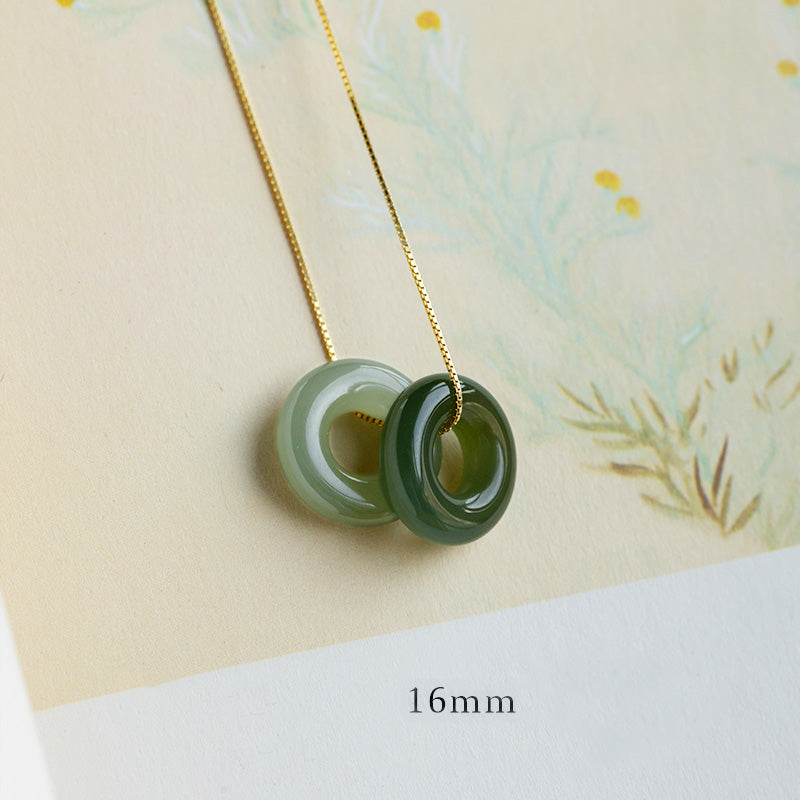 Buddha Stones Natural Round Jade Peace Buckle Luck Abundance Necklace Pendant - Jade&Cyan Jade - 16mm - image 19