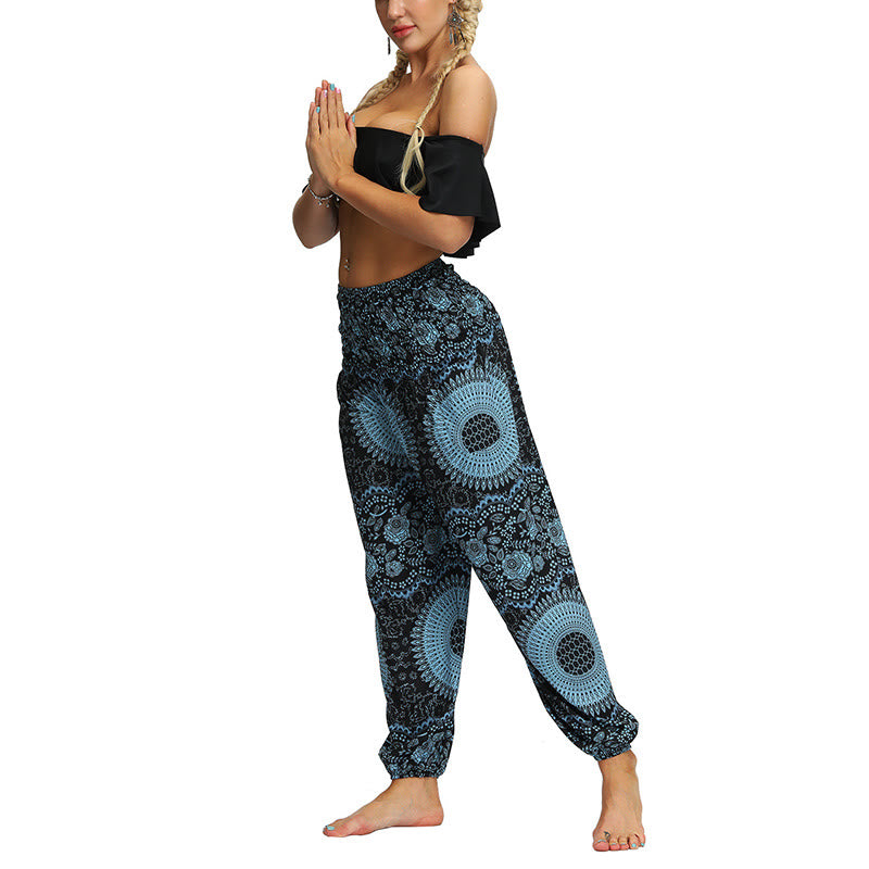 Buddha Stones Boho Loose Geometric Elephant Pattern Harem Trousers Women's Yoga Pants