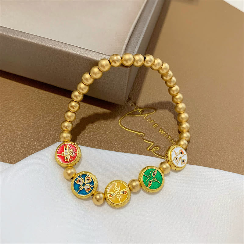 Buddha Stones Tibetan Five God Of Wealth Copper Beads Luck Bracelet