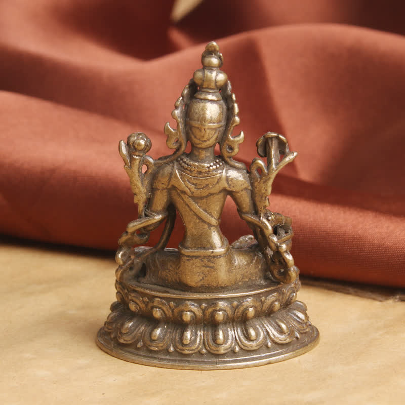 Bodhisattva Green Tara Calm Hope Copper Statue Decoration - image 5