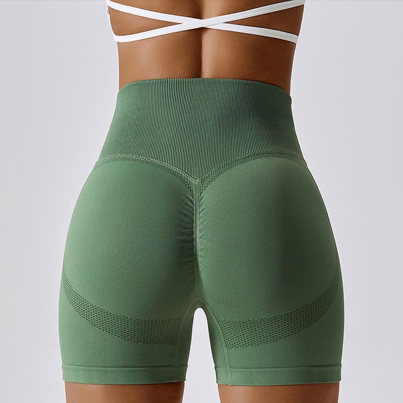 Buddha Stones Women Seamless Sports Fitness High Waist Yoga Workout Shorts