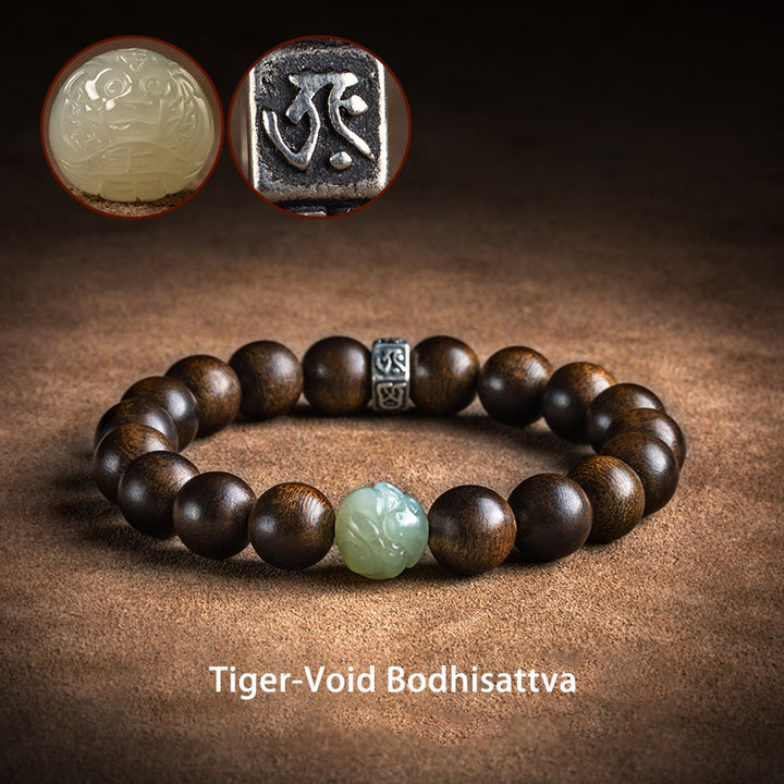 Buddha Stones Chinese Zodiac Natal Buddha Kalimantan Agarwood Jade 925 Sterling Silver Bracelet