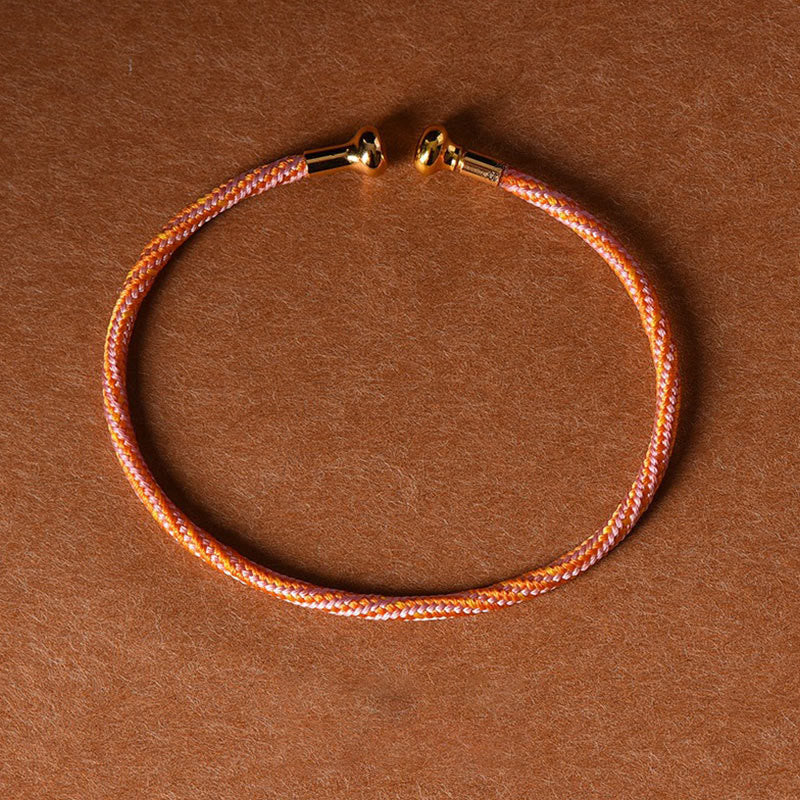 Buddha Stones Simple Design Handmade Luck Braid String Cuff Bracelet - Pink Orange - image 21