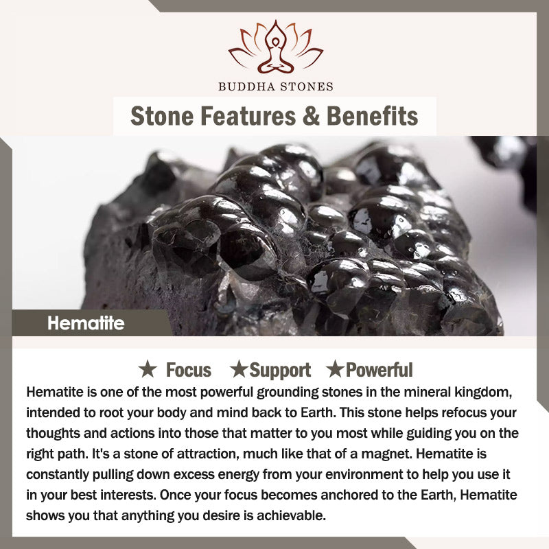 Buddha Stones Yin Yang Hematite Frosted Stone Lava Rock Support Bracelet - image 6