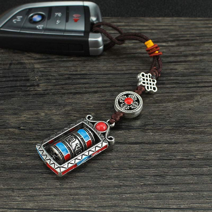 Six True Words Prayer Wheel Rotation Knot Blessing Keychain Decoration - image 10