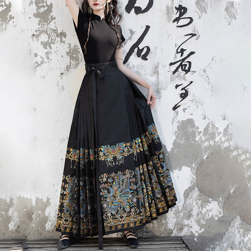 Buddha Stones Short Long Sleeve Shirt Top Chinese Hanfu Ming Dynasty Horse Face Skirt Mamianqun Skirt