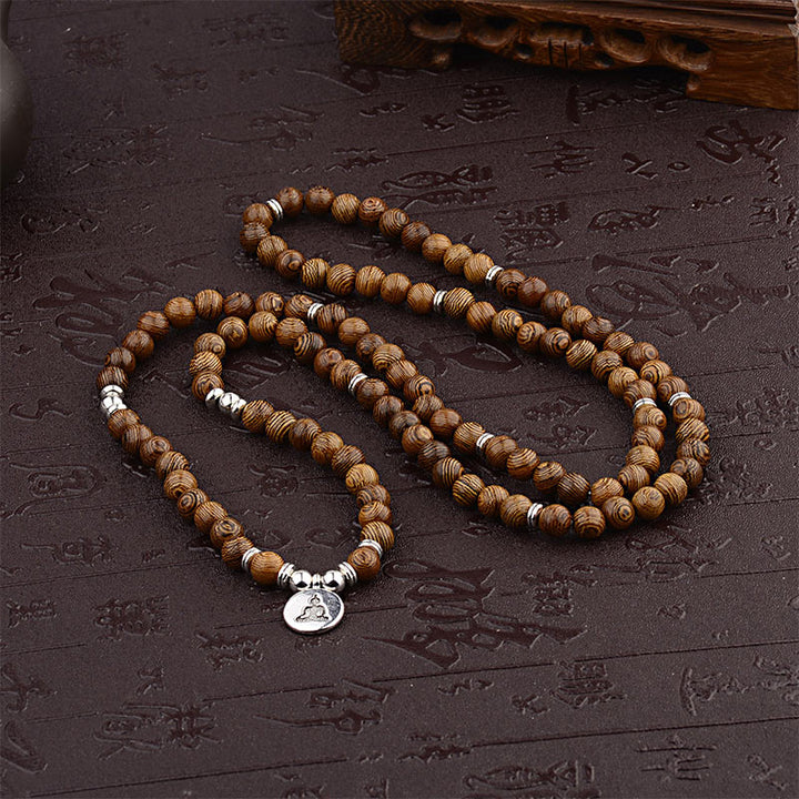 Buddha Stones Tibetan Wood Bracelet Lotus Buddha Mala - image 2