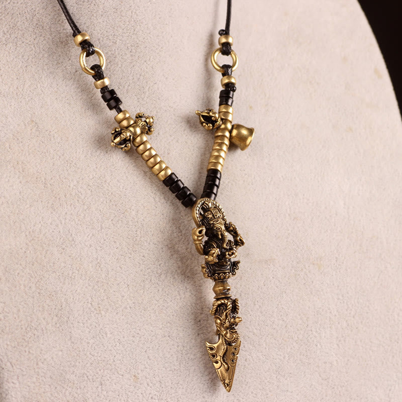 Tibetan Ganesh Ganpati Elephant God of Wealth Dorje Vajra Spiritual Power Necklace Pendant - Dorje/Vajra&Ganesh - image 0