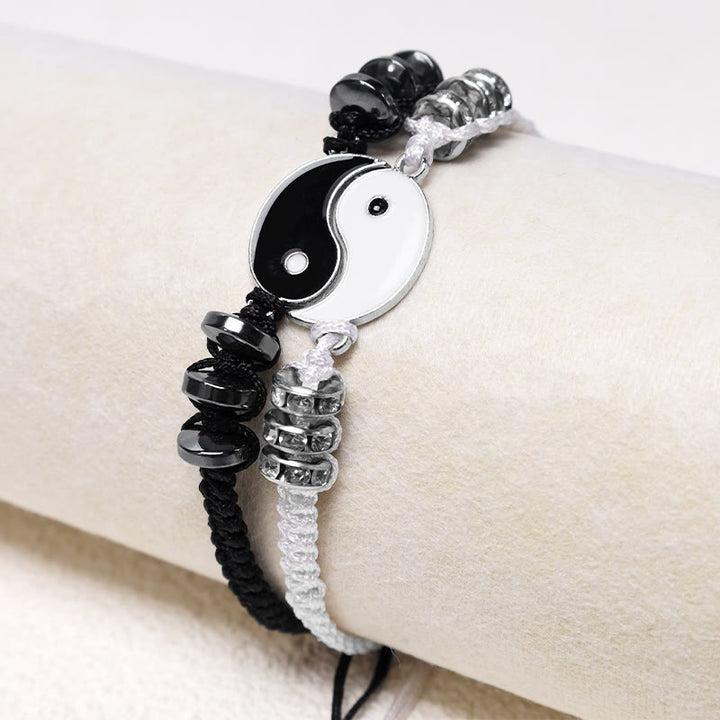 Buddha Stones 2pcs Yin Yang Hematite Couple Bracelet - image 1