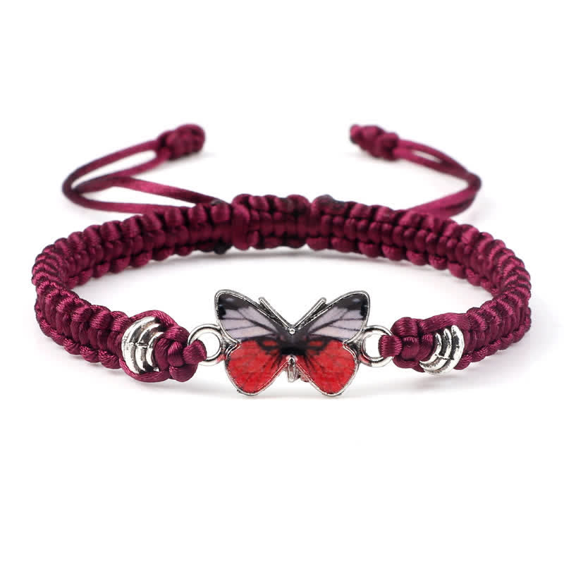Buddha Stones Butterfly Freedom Love String Charm Bracelet - Wine Red-Red Butterfly - image 11