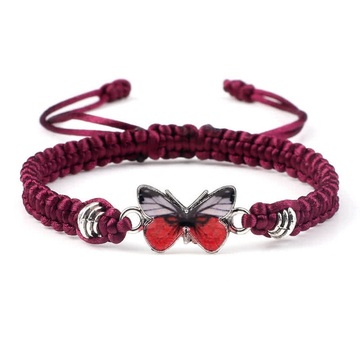 Buddha Stones Butterfly Freedom Love String Charm Bracelet - Wine Red-Red Butterfly - image 11