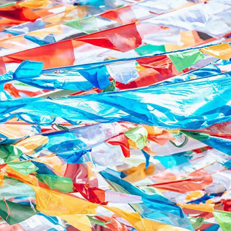 Buddha Stones Tibetan 5 Colors Silk Windhorse Auspicious Outdoor 25 Pcs Prayer Flag