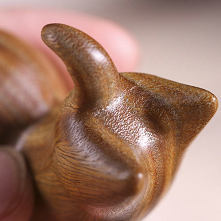 Buddha Stones Green Sandalwood Cute Cat Pattern Soothing Stick Incense Burner Decoration - image 11